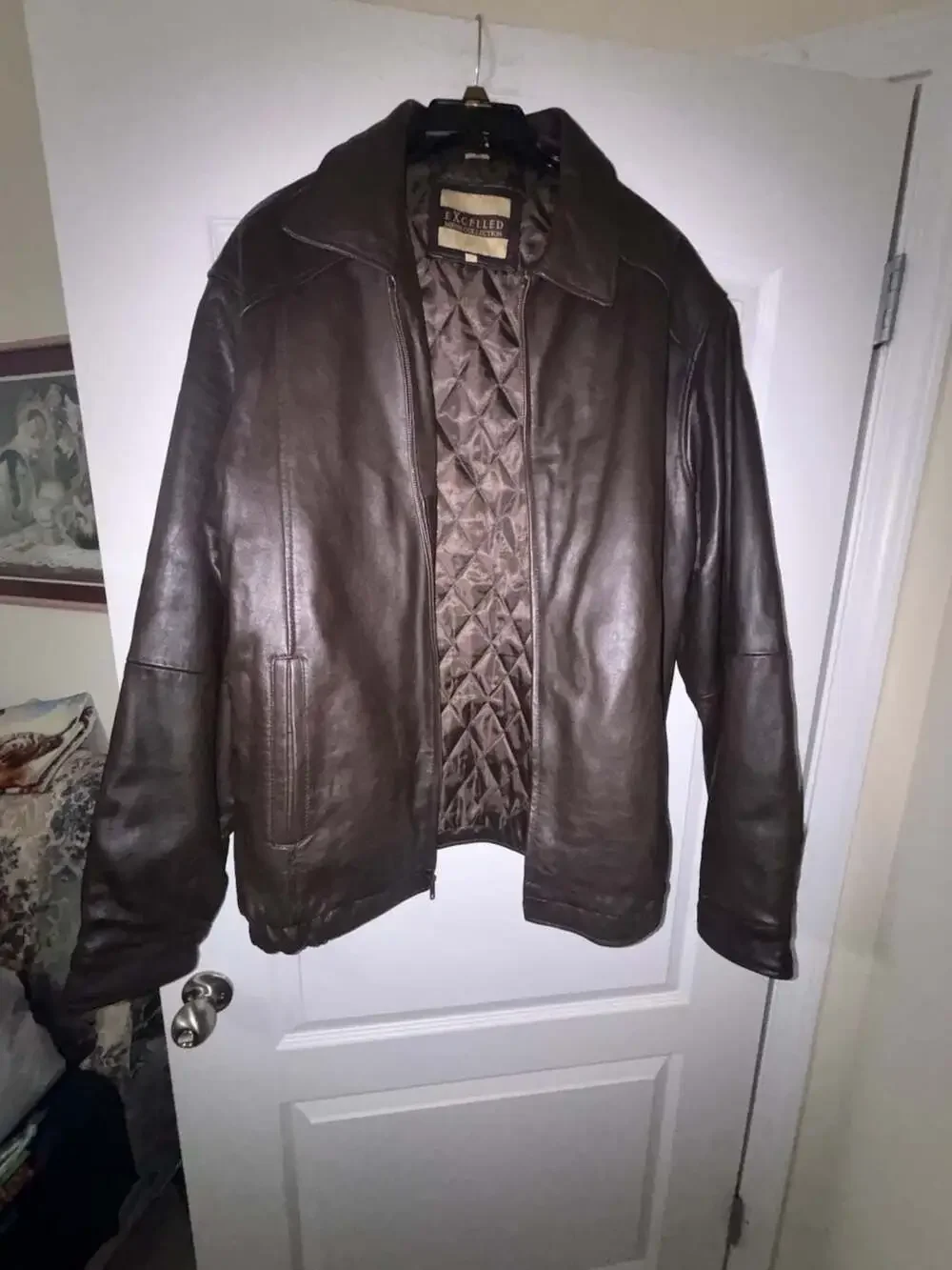 Excelled Mens Collection Brown Leather Jacket, Size XLT